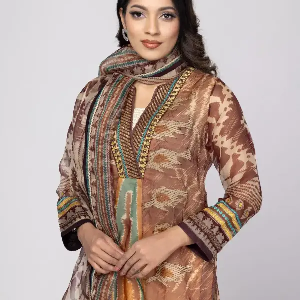Coffee Kantha Odyssey Theme Shalwar Kameez