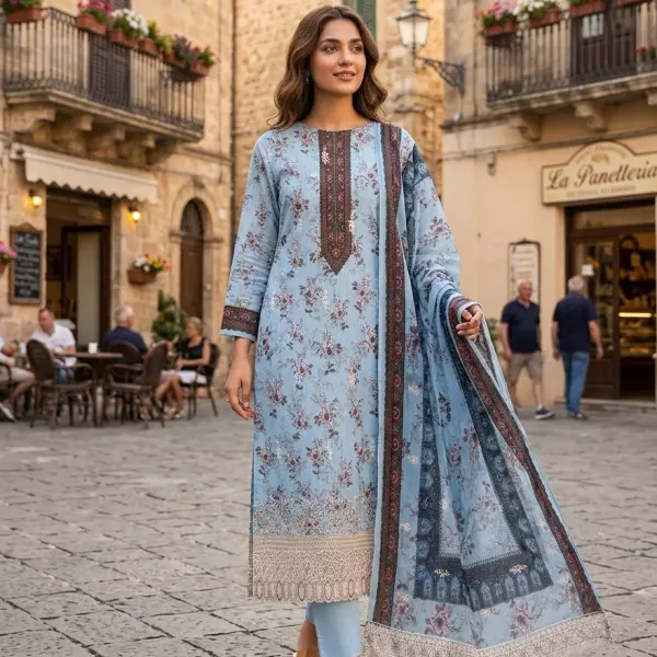 Laser Cut digital Printed Salwar Kameez Dress