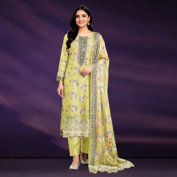 Digital Print Untitched Laser Cut Salwar Kameez With Embroidery