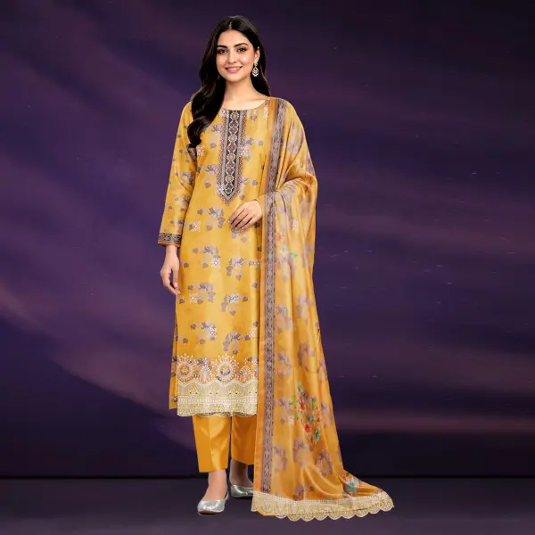Digital Print Untitched Laser Cut Salwar Kameez With Embroidery