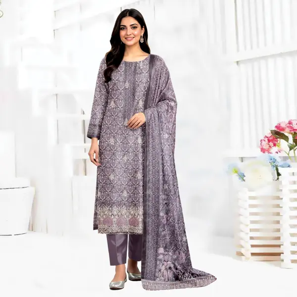 Laser Cut Untitched Salwar Kameez Digital Print